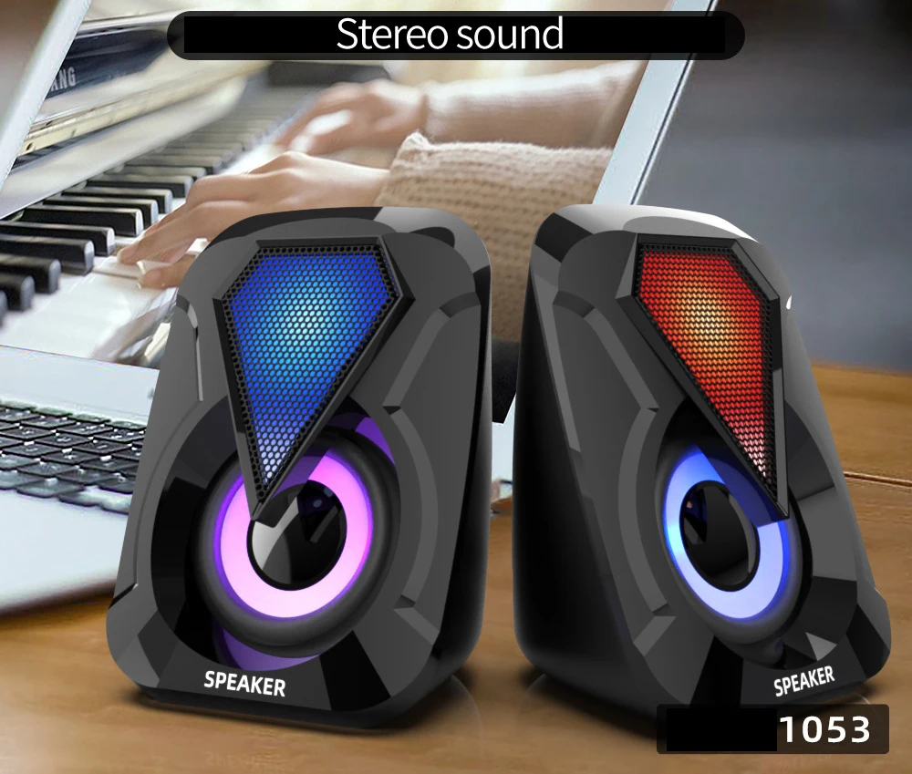 RGB Backlight Speakers Mini Speaker Subwoofer Computer Accessories PC Speaker Home Theater PC Sound Box Home Cinema Wired USB