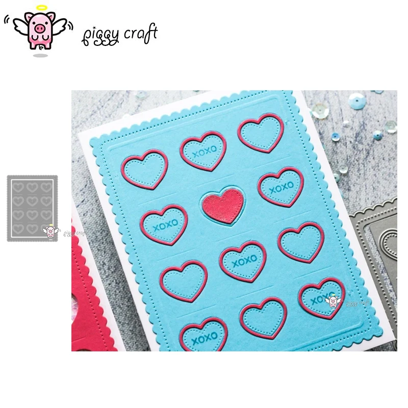 Piggy Craft metal cutting dies cut die mold Heart rectangular frame Scrapbook paper craft knife mould blade punch stencils | Дом и сад