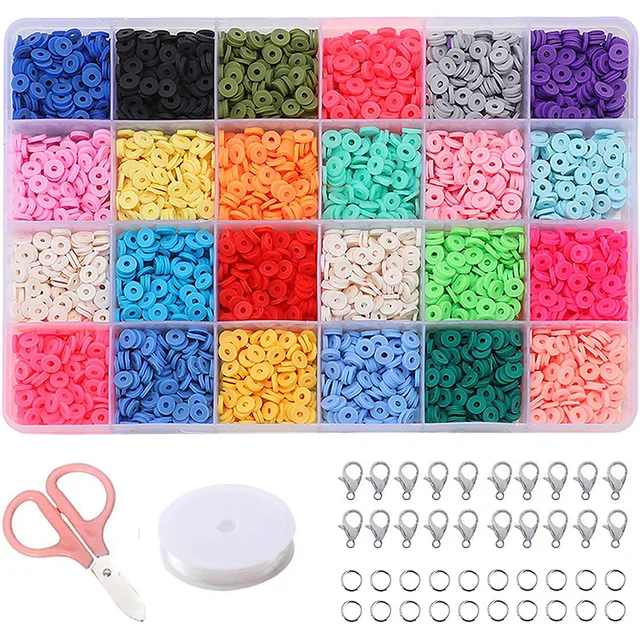 5000Pcs 6mm Flat Round Polymer Clay Discs Loose Spacer Beads for DIY Jewelry Making Craft Bohemian Bracelet Handmade Toys 1