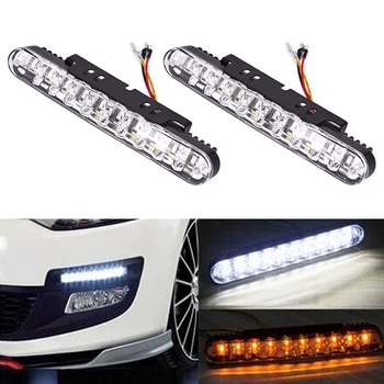 

2Pcs 12V 12W 30 LED Car Daytime Running Light DRL Daylight Lamp With Turn Lights Fog Light Indicator White Amber
