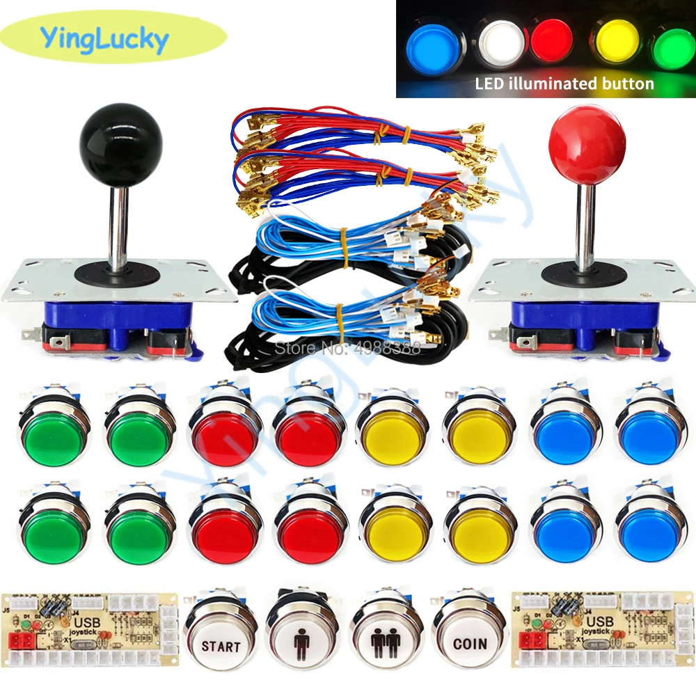 Arcade game diy joystick kit zippy joystick jamma arcade MAME LED button  happ button raspberry pi 3 Joystick 4/8 way Push Button - AliExpress