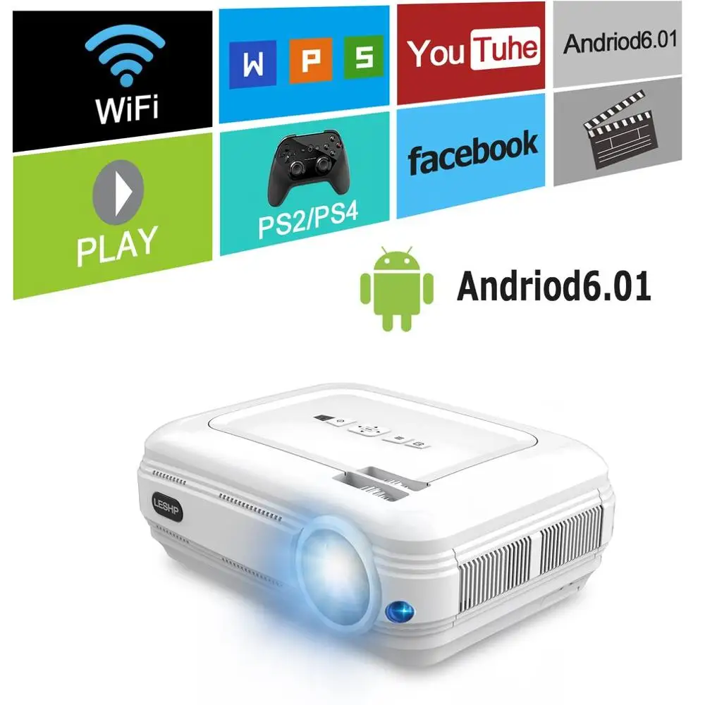  LESHP-BL58 LED Projector Portable Projector HDMI VGA USB WIFI for Android Transmitter for Smartphon