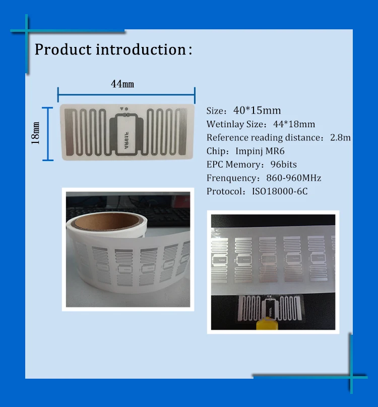 Метка Диапазона UHF RFID impinj MonzaR6 AR61F Сухой инкрустация 915 МГц 900 МГц 868 МГц 860-960 МГц EPCC1G2 6C смарт-карты пассивных rfid-тегов этикетки