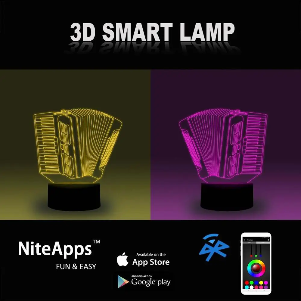 NiteApps 3D аккордеон ночник настольная Иллюзия украшение лампа подарок на день рождения приложение/сенсорное управление