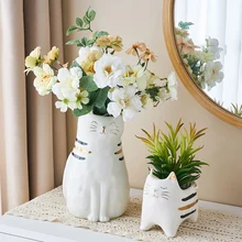 Śliczne japoński ceramiczny kot doniczka kreatywny wazon zwierząt rzeźba donice na rośliny dekoracyjne doniczki ceramiczne dla roślin dekoracje biurowe