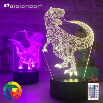 

Dinosaur 3D LED Night Light Desk Nightlight Touch Remote Table Lamp Decor Gifts for Baby Kids Child Birthday Holiday Girl Friend