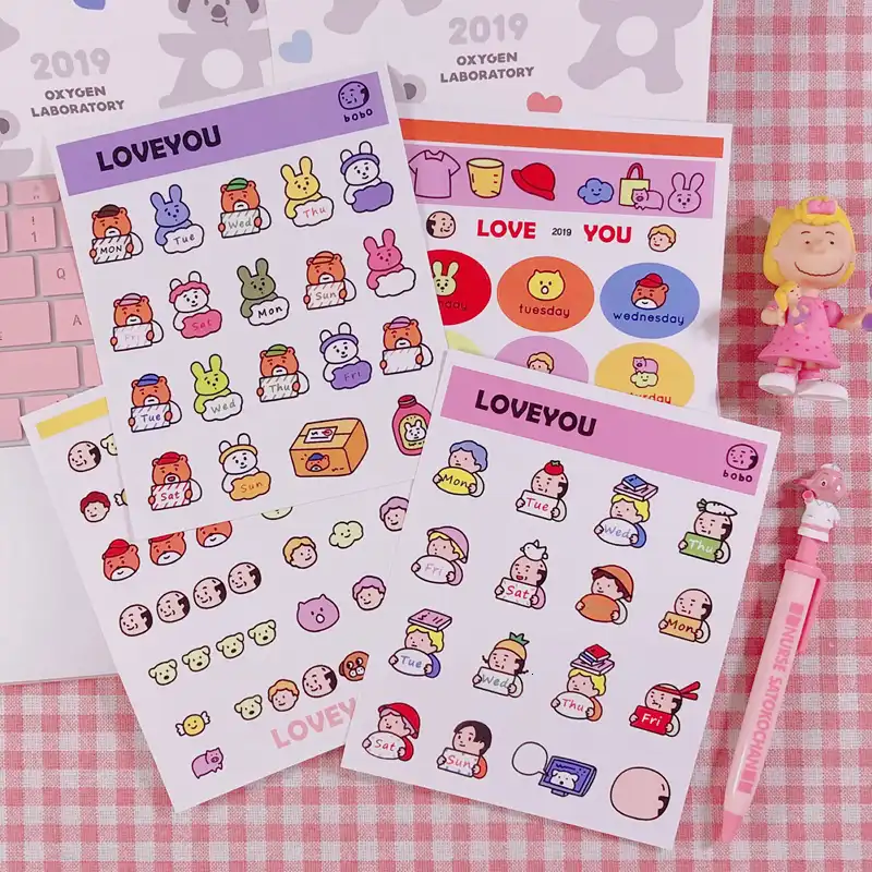 Cartoon Character Girl Sticker Decoration Cute Animal Diary Notes Handmade Label Sticker Children Diy Items Stationery Gift Aliexpress