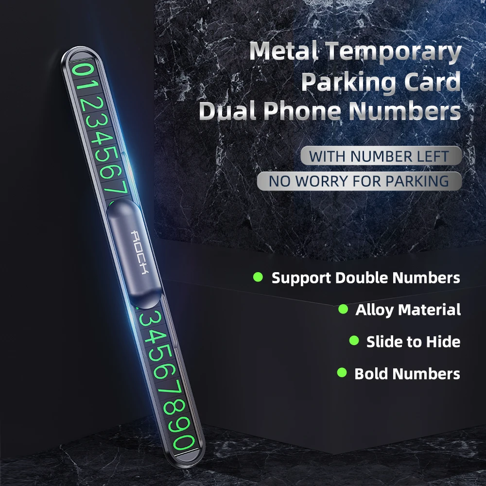 ROCK RAM0011 Metal Temporary Parking Card with Dual Phone Numbers description image
