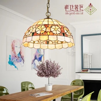 

European Tiffany Ceiling Retro Shell Mediterranean Sea Pastoral Ceiling Lights Luminaria Teto Ceiling Lamps For Home Decoration