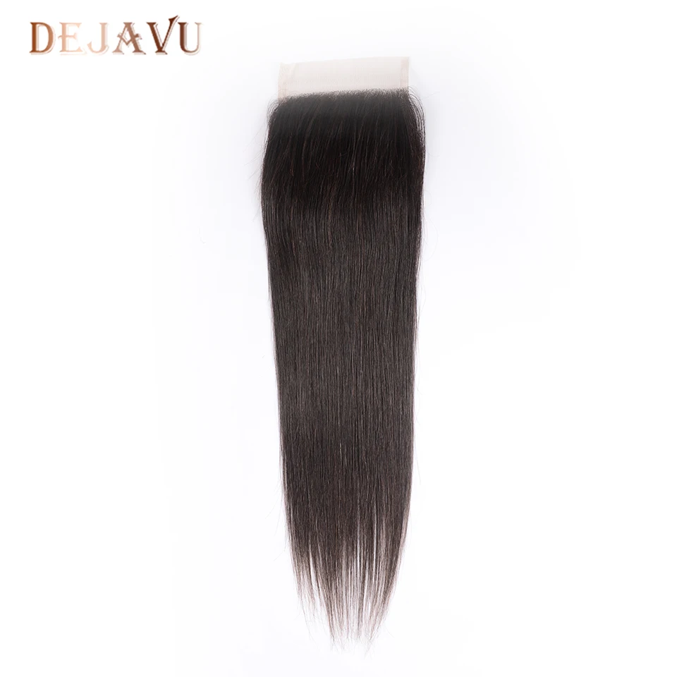 Dejavu перуанские прямые 4 пучка с закрытием человеческих волос пучки с кружевной застежкой натуральный цвет не линяет не реми волосы
