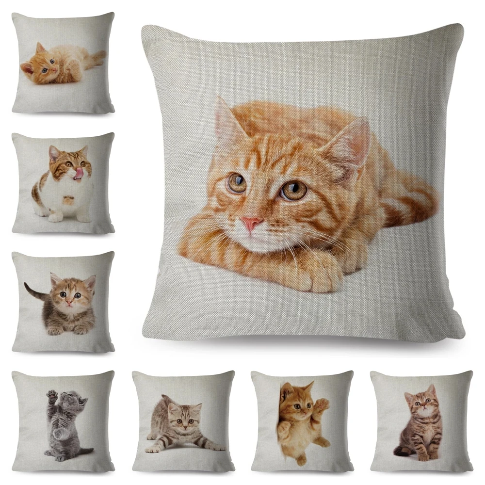 

Cute Cat Pillowcase Decor Lovely Pet Animal Print Cojines Cushion Cover Polyester Pillow Case for Home Sofa Children Room 45x45