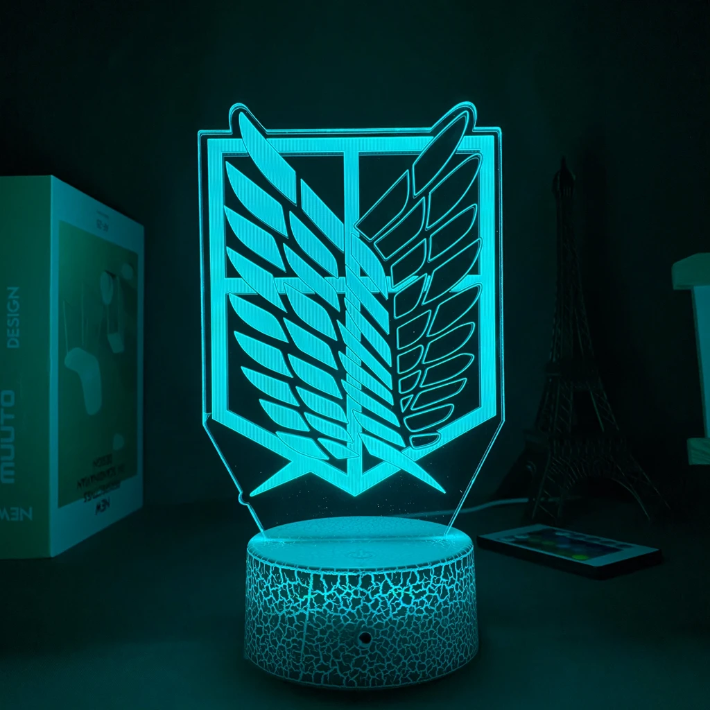

Anime Attack on Titan Logo Night Light Led Children Kids Boys Gift Manga Japanese Anime Bedroom Desk Lamp Shingeki No Kyojin