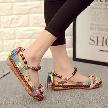 

2019 New Flat Shoes Women Round Head Solid Color Cotton Ladies Shoes Beaded Asakuchi Women's Spring Leisure Loafers Size 35-42