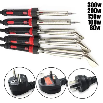 

High power soldering iron 300W 200W 150W 100W 80W 220V solder with bent tips EU UK AU plug with work indicating lamp ground wire