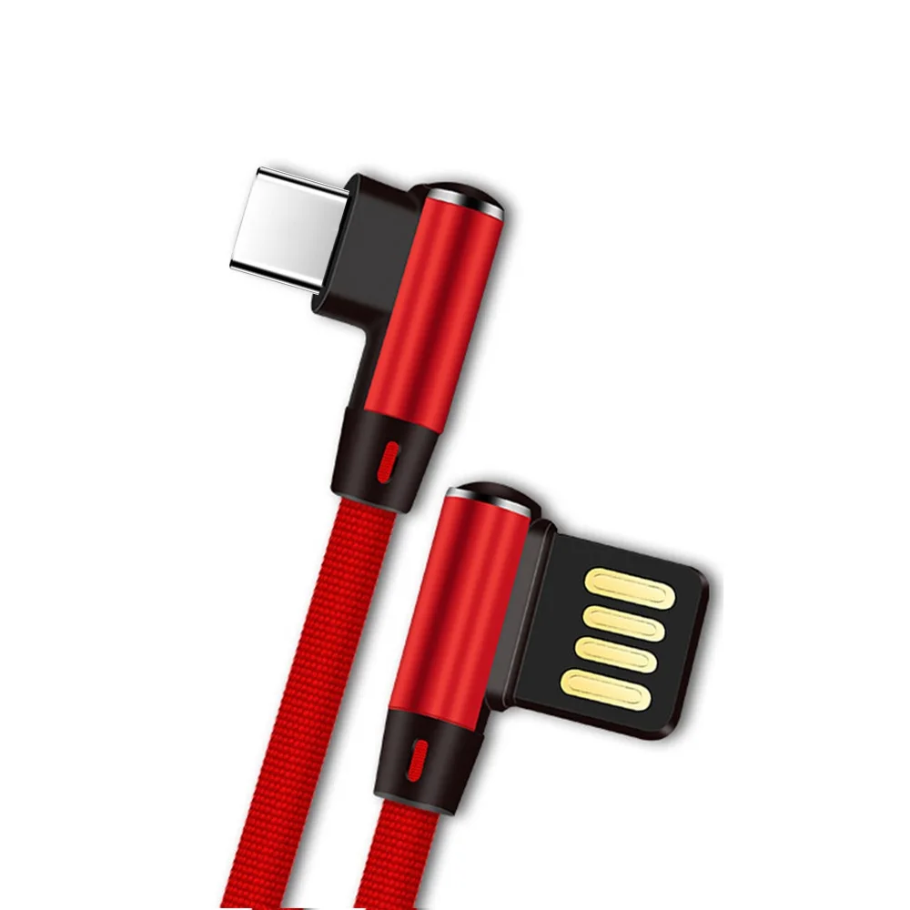Красный OXEN двойной локоть usb type-C кабель для xiaomi redmi Note 7 mi A2 Для samsung S9 S10 мобильный телефон Быстрая зарядка type-C кабель USB C - Цвет: Красный