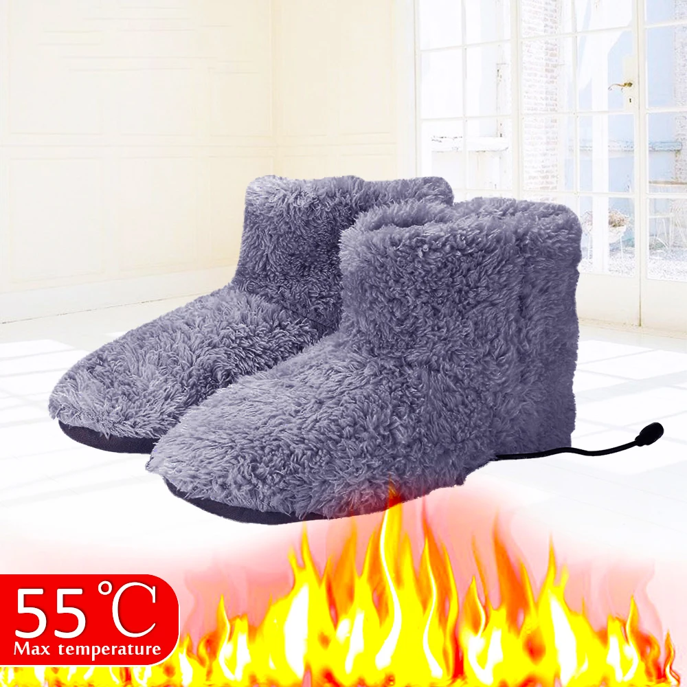 Plush Electric Heating Shoes Plush Foot Warmer Electric Heating