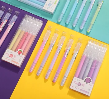 

5pcs/set Doodle Press Highlighter Color DIY Photo Album Pen Student pastel highlighters Marker Journal Kawaii School Supplies
