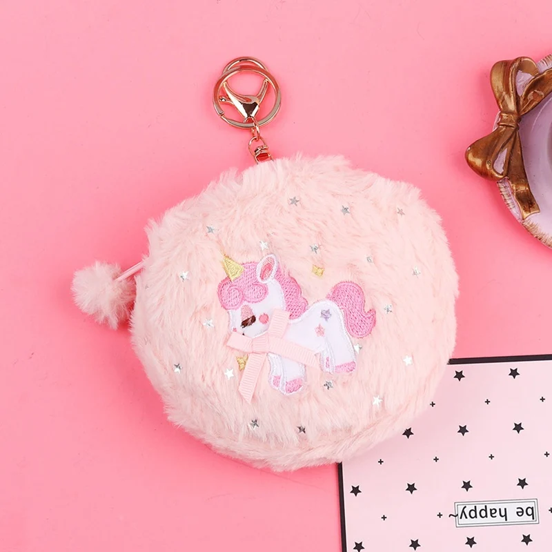 Радужная Единорог плюшевая Сумочка для монет Kawaii Портмоне кошелек для женщин девушек