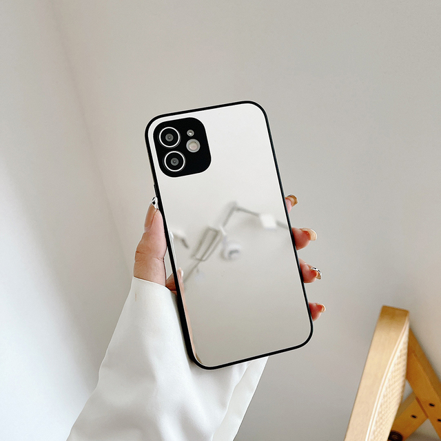 Makeup Mirror Case For Iphone 11 12 Mini Pro MAX X XR XS MAX 7 8 Plus SE 2020 Soft TPU Bumper Shockproof Cover Phone Case