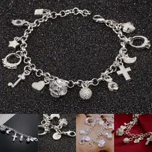 Женская модная подвеска со стразами ювелирный браслет из сплава Серебряный подарок на день рождения/вечерние/деловые/юбилейные/подарок