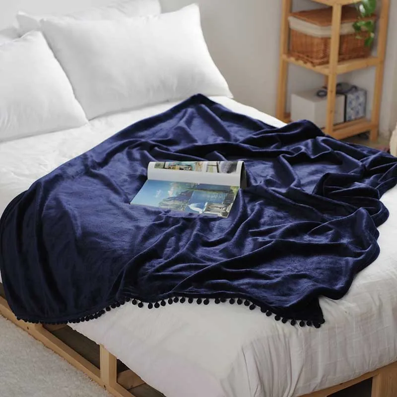 navy blue Мягкое теплое Коралловое Флисовое одеяло желто-зеленое зимнее теплое флисовое покрывало для дивана, шали, одеяло s для офиса, Кондиционер - Цвет: navy blue