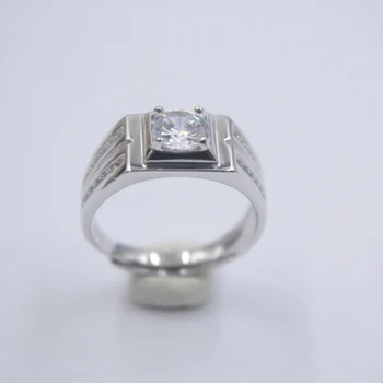 

Pure 925 Sterling Silver Prong Set Bling Zircon Ring For Man Size from 5 to 12 WMR50