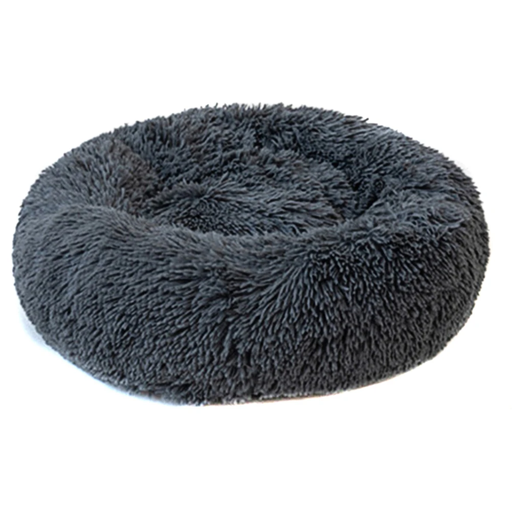 Кровать для домашних животных, собак, кошек, теплая мягкая плюшевая кровать, успокаивающее гнездо, круглый коврик для пончиков AUG889 - Цвет: Dark Gray