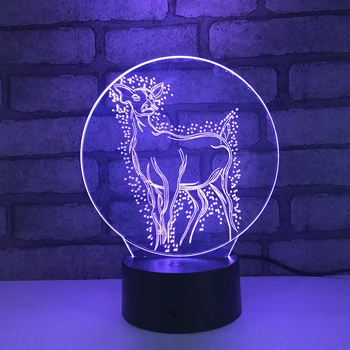 

Deer LED RGB Night Light 7 Color Change Desk Light 1850 Action Figure PVC Kids Toys Brinquedos Christmas Gift