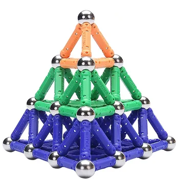 

DIY Magnetic Building Blocks 25~250pcs Magnet Bars Metal Ball Toys For Children Construction Toy Accessories