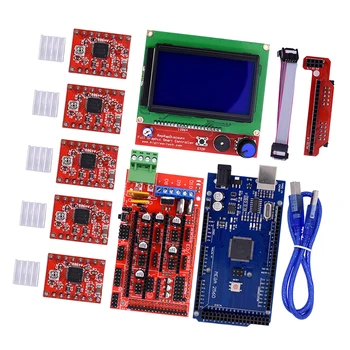

LCD 12864 RAMPS1.4 R3 Control A4988 Driver Control Board Kit For 3D Printer