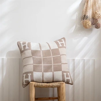 

Letters Geometry Series Cushion Cover Modern Knitting Soft Skin-friendly Throw Pillow Cover For Sofa Bedside Home Decor Pillows