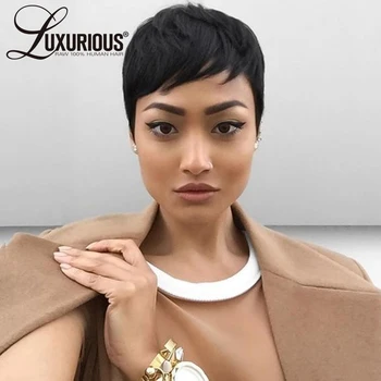 

4inch Short Wigs For Women Straight Brazilian Remy Human Hair Wigs With Natural Black Color Machine Made Bob Wig Luxurious