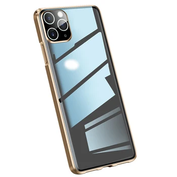 

Metal glass Phone Cases For iPhone 11 Pro MAX Right angle frame + 9D tempered glass cover For Huawei P40 Pro Max sockproof cases