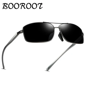 

BOOROOT Classic Retro Mens Polarized Sunglasses Men Rectangle Sun Glasses Aluminum Frame UV400 Male Eyewear