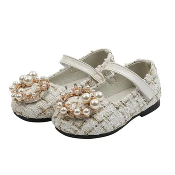 

Kids Girls Shoes Baby Girls Pearl Fashion Princess Sweet Soft Soles Bean Children's Flats Kids Glitter Party Shoes New