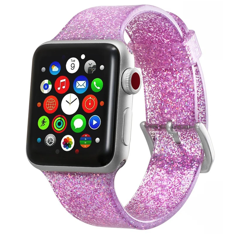 Прозрачный блестящий силиконовый ремешок для apple watch 5 apple watch 4 correa iwatch 42 мм 38 мм 44 мм 40 мм pulseira браслет