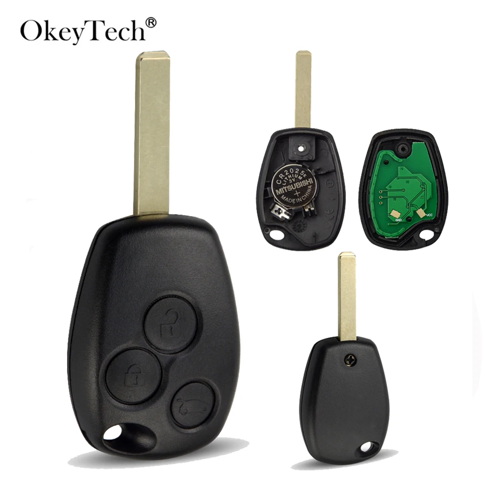 

OkeyTech 3 Buttons For Renault Kangoo II Clio II Black Remote Control Car Key Fob 433MHz PCF7947 Transponder Chip Uncut Blade