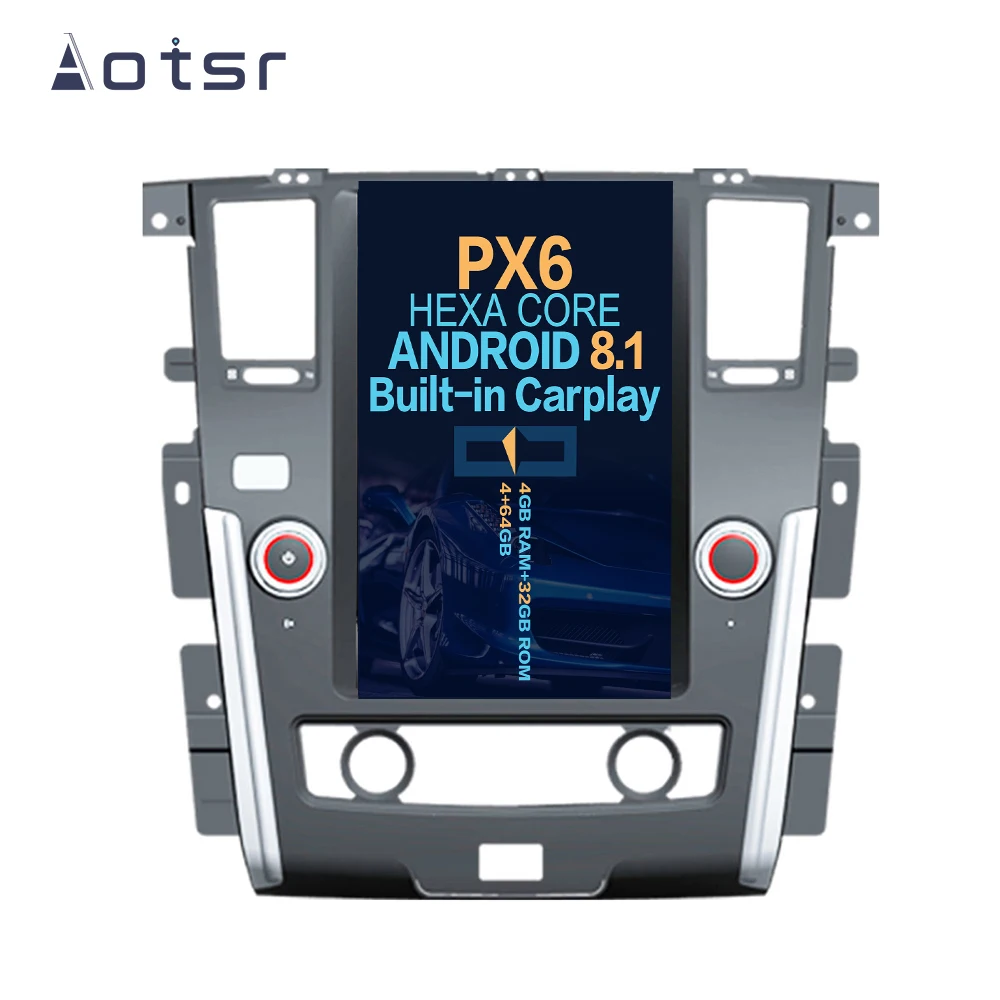 Cheap Android8.1 4GB 13.6 Tesla style PX6 For NISSAN PATROL 2010+ Silver Plus Head unit Multimedia With Auto Car Camera Recorder Radio 2