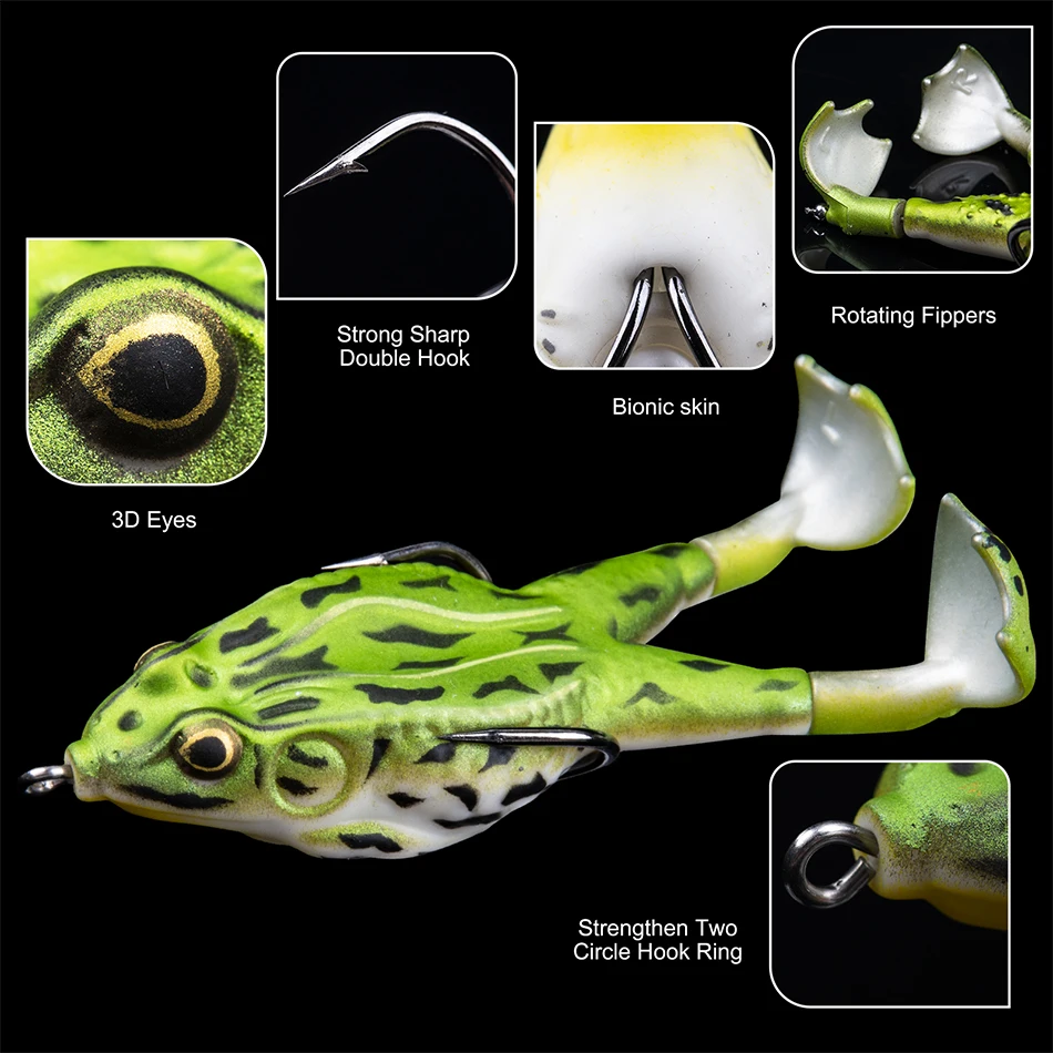 Frog Soft Bait Lure Fishing Tackle Weights 8.4-16.6g Rotating