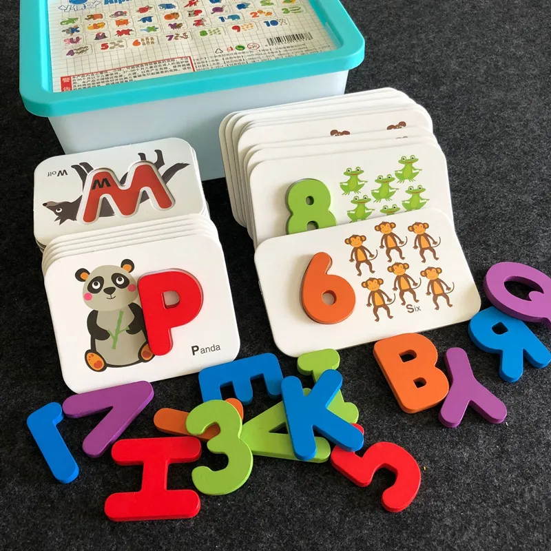 

Montessori Teaching Aids Children Recognize with Numbers Lettered Matching Jigsaw Puzzle Baby Early Childhood Educational Jigsaw