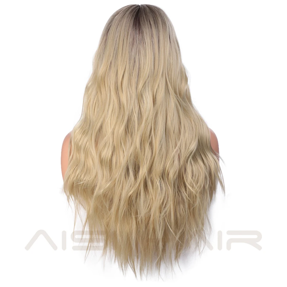 AISI волосы длинные волнистые черный парик Омбре блонд синтетические парики для черных женщин натуральные вечерние парик средней длины термостойкий - Цвет: Blonde