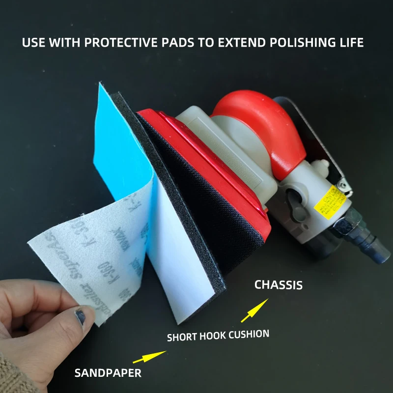 ATPRO Grinding Paint Surface Sanding Square Pneumatic Grind Machine Polishing 75/100mm Pad Sandpaper Car Red Tools Cushion