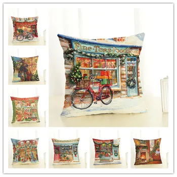

Retro Oldtown Christmas Pillow Case Pillowcase Cushion Cover Pillow Cases Sofa Decorative Pillows Christmas Decorations For Home