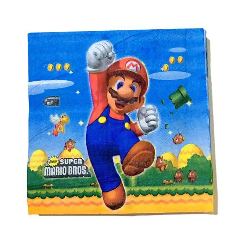 Napkins 20pcs Super Mario одноразовые тарелки на день рождения, чашки, салфетки, соломинки Mario Bros, вечерние украшения, воздушные шары, флаг/баннеры, вечерние принадлежности - Цвет: Napkins 20pcs