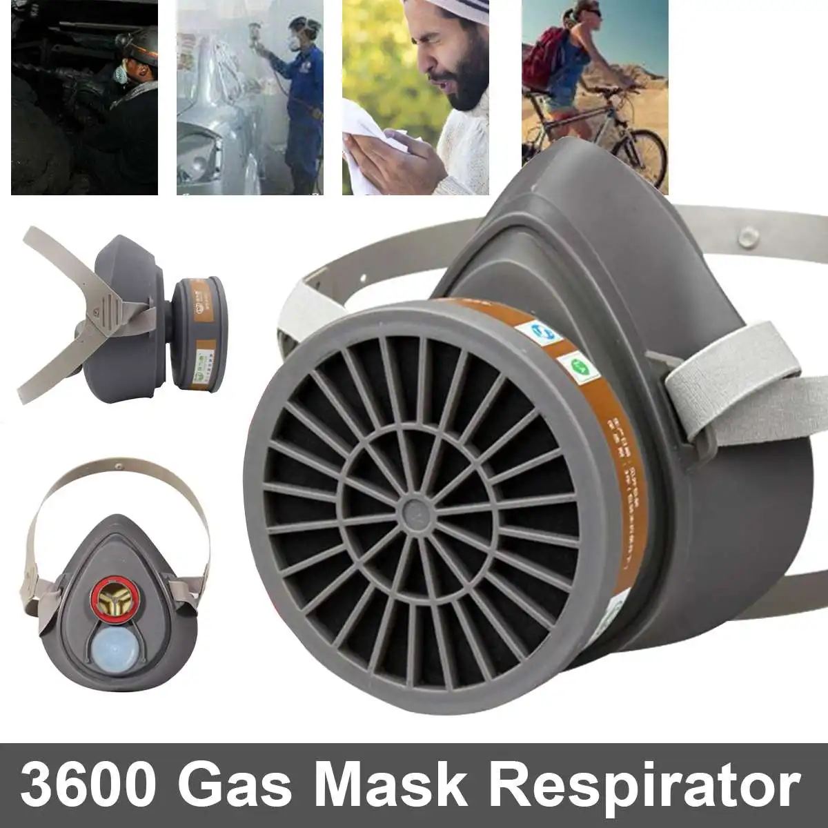 

Face Gas Mask 3600 Respirator Dust-proof High Efficiency Filter Activated Carbon Industrial Protective Mask Anti PM2.5 Dust Mask