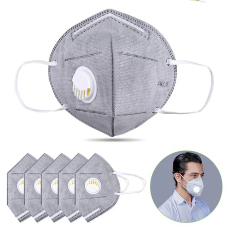 5xUnisex PM2.5 анти-противопылевая лицевая маска для лица с активированным углем против дымки фильтр респиратора с H1
