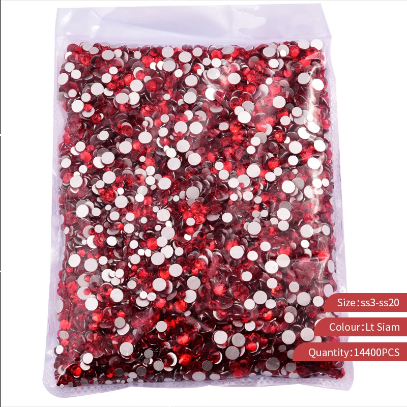 14400pcs ss3-ss20 Big Package Bulk Wholesale Non Hot Fix Rhinestones Flat Back Crystal Strass Glitters Stone for 3D Nail Garment
