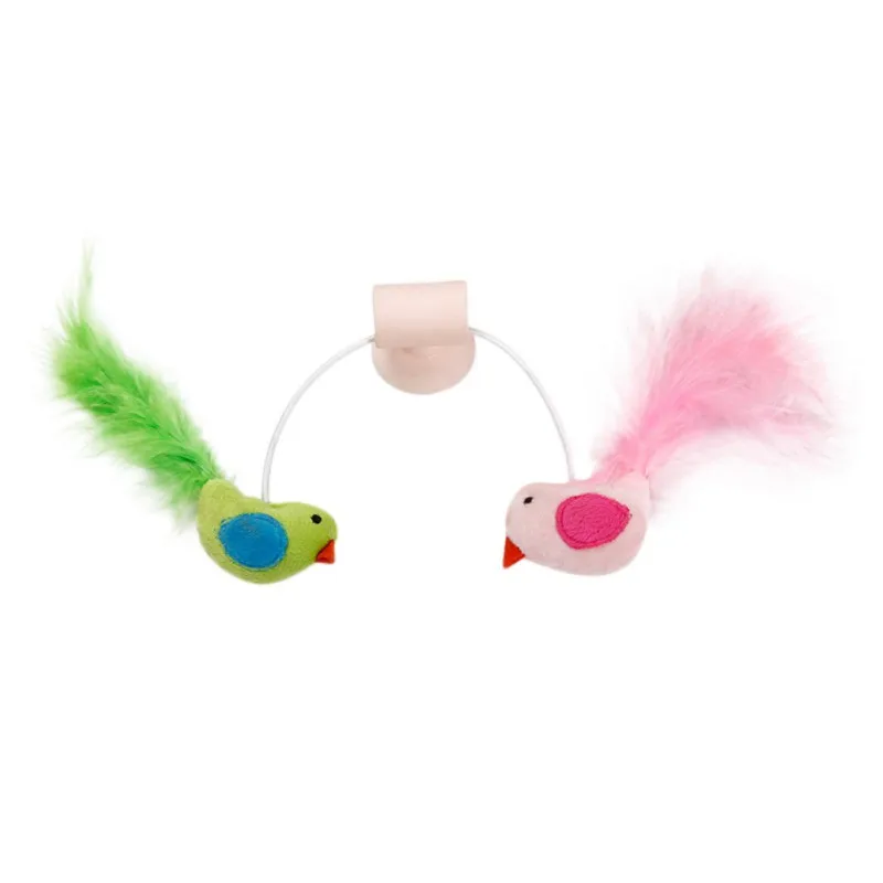 

Cat Interative Bird Playing Toy Teaser Wand Sucker Window Cat toy Plastic Teaser Interactive Feather Toy 26*14cm Random Color