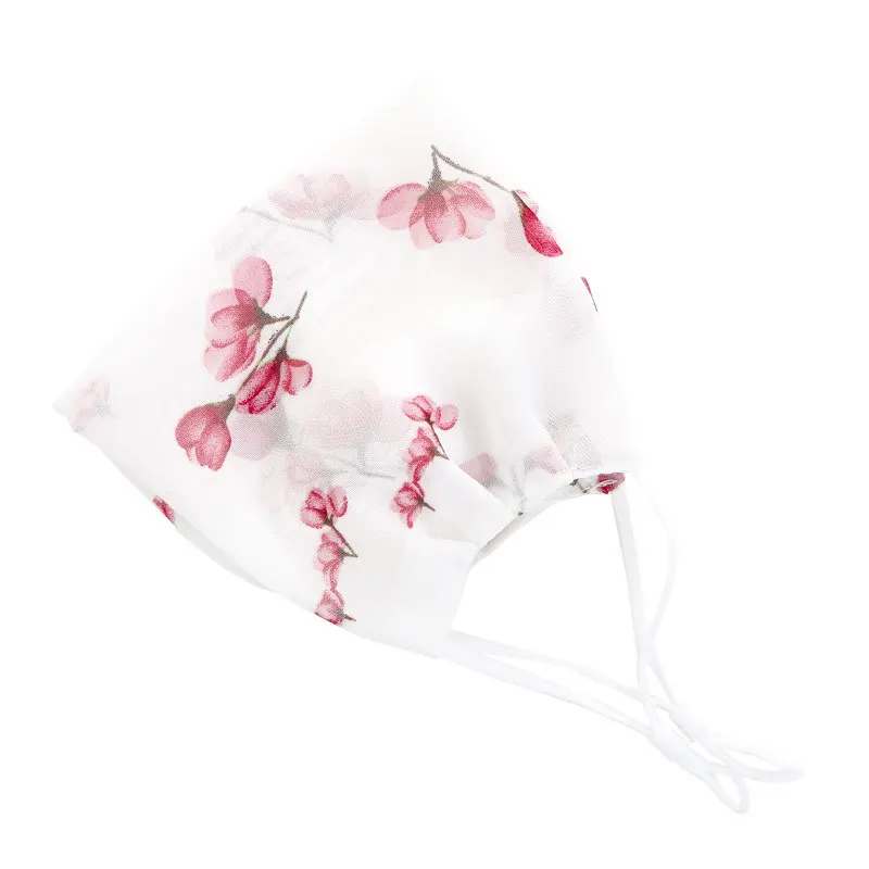 Chiffon Thin Sunscreen Face Mask Fashion Solid /Floral Printed Women Gauze Summer Masks Windproof Resuable Face Shield Wholesale