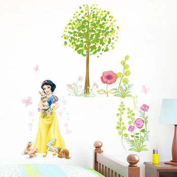 

Disney Snow White Princess Wall Stickers For Girls Room Decoration Cartoon Mural Art Diy Home Decals Poster Children Kids Gift